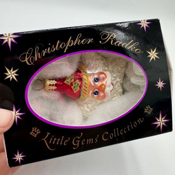 RED Christopher Radko Shine On Santa Star Glass Christmas Ornament Lil Gem Santa - Picture 8 of 9